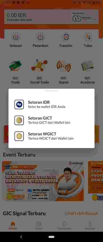 Cara Auto Deposit di GIC Trade Kedua