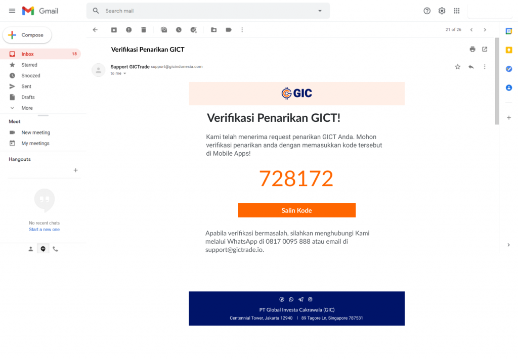 Email Verifikasi Penarikan GICT